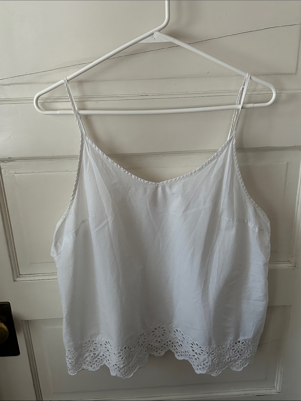 Love by Gap 100% Cotton White Eyelet Pointelle Trim Camisole Adjustable Tank